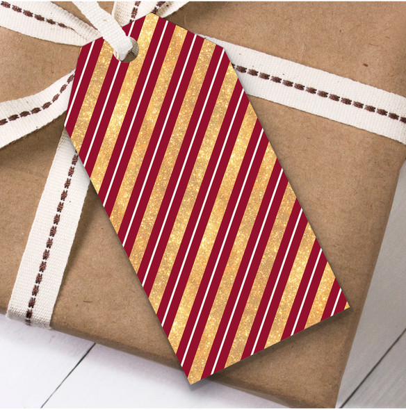 Red Gold White Stripes Christmas Gift Tags