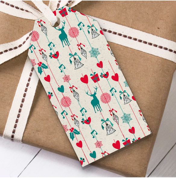 Red And Green Pattern Christmas Gift Tags