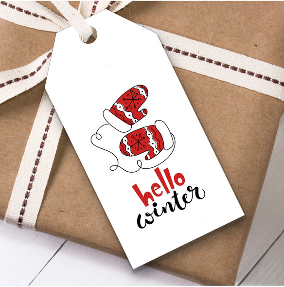 Hello Winter Mittens Christmas Gift Tags
