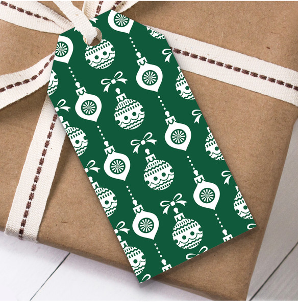 Green White Baubles Christmas Gift Tags