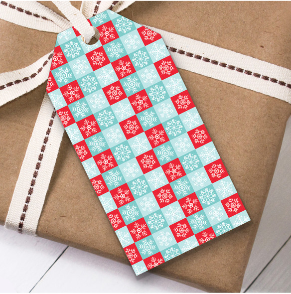 Snowflakes Squares Christmas Gift Tags