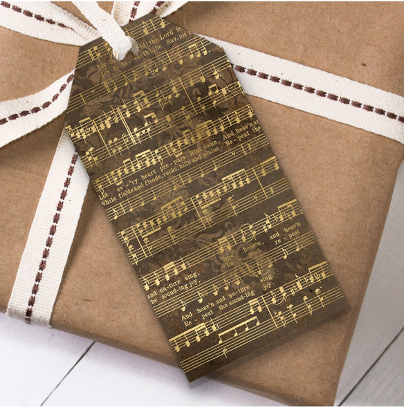 Brown Gold Music Christmas Gift Tags