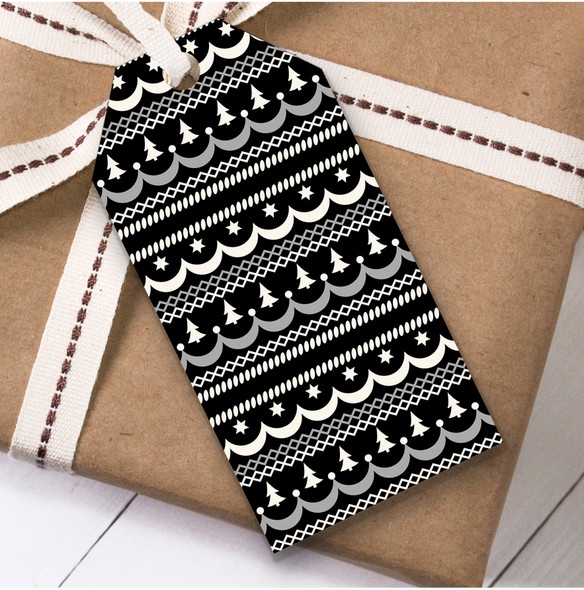 Cream Black Grey Christmas Gift Tags