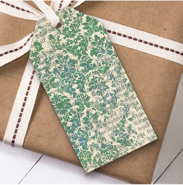 Latin Text Green Christmas Gift Tags