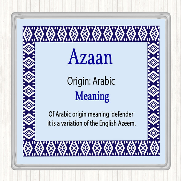 Azaan Name Meaning Coaster Blue