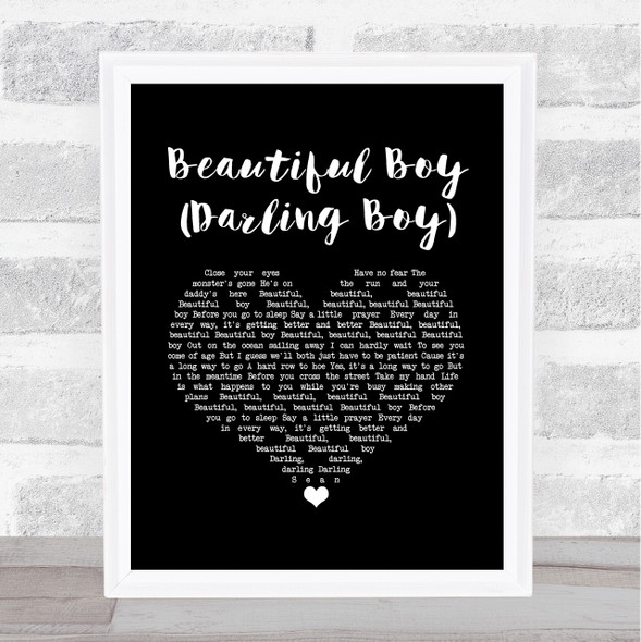 John Lennon Beautiful Boy (Darling Boy) Black Heart Song Lyric Quote Print