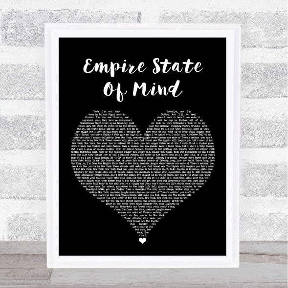 Jay-Z feat Alicia Keys Empire State Of Mind Black Heart Song Lyric Quote Print