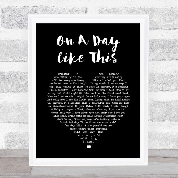 Elbow On A Day Like This Black Heart Song Lyric Quote Print