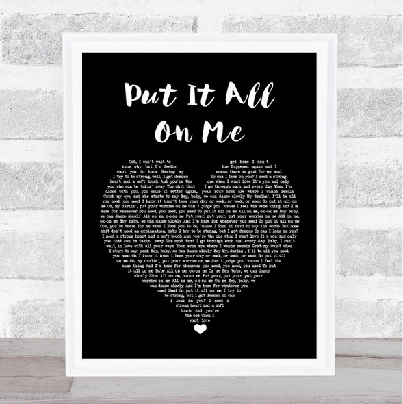 Ed Sheeran Put It All On Me Black Heart Song Lyric Quote Print