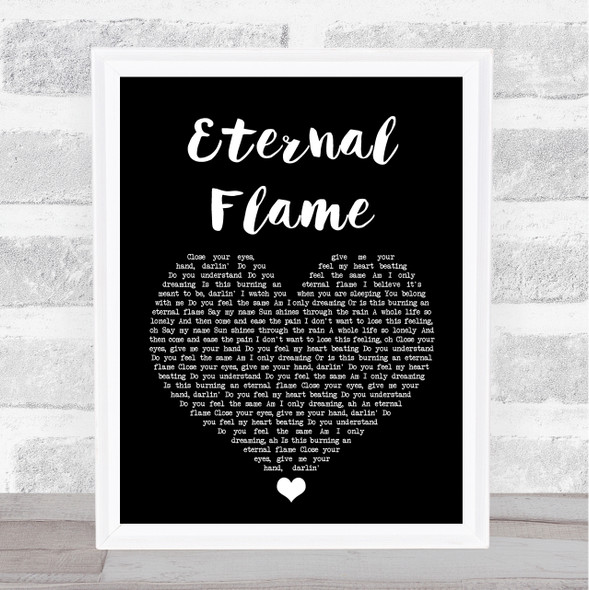 The Bangles Eternal Flame Black Heart Song Lyric Quote Print