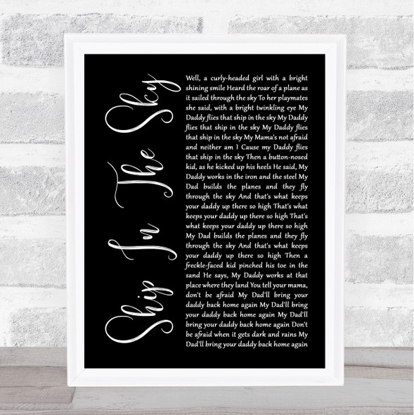 Woody Guthrie Ship In The Sky Black Script Song Lyric Quote Print