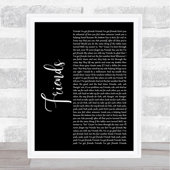 Shalamar Friends Black Script Song Lyric Quote Print