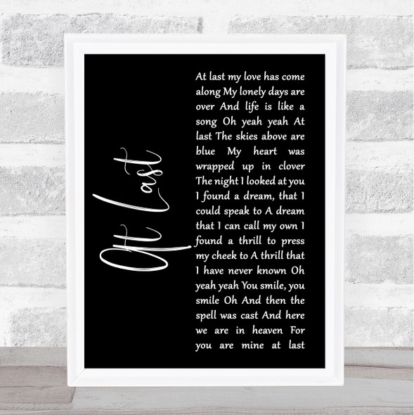 Beyonce At Last Black Script Song Lyric Quote Print