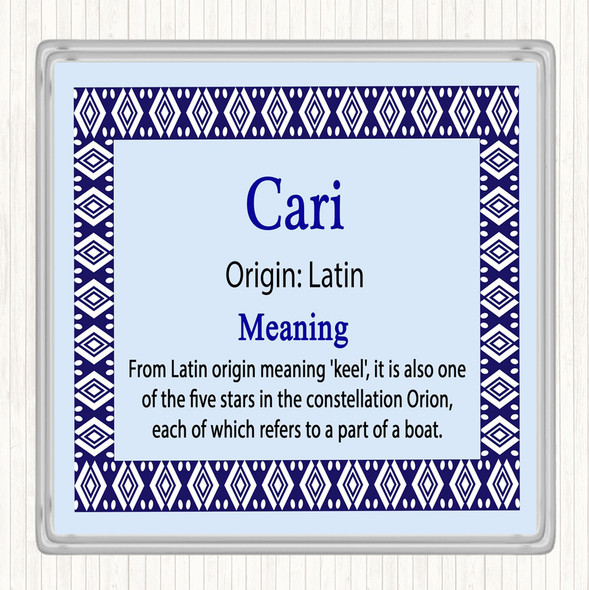 Cari Name Meaning Coaster Blue