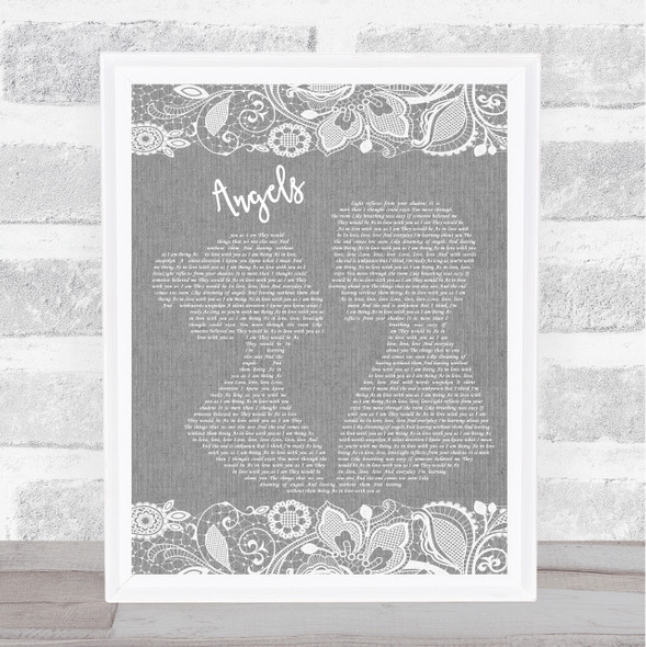 The xx Angels Burlap & Lace Grey Song Lyric Quote Print
