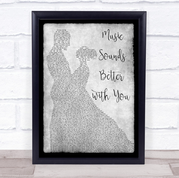 Stardust Music Sounds Better with You Man Lady Dancing Grey Song Lyric Quote Print