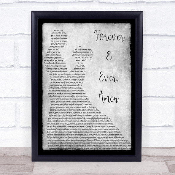 Randy Travis Forever & Ever, Amen Grey Song Lyric Man Lady Dancing Quote Quote Print