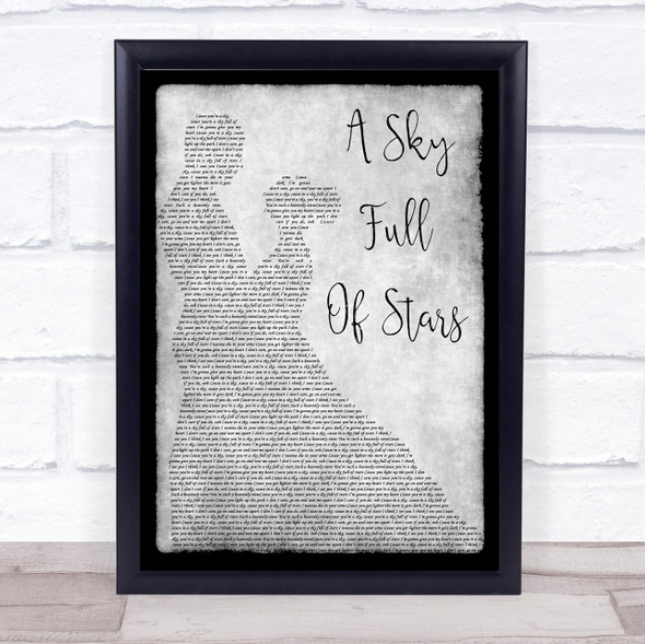 Coldplay A Sky Full Of Stars Man Lady Dancing Grey Song Lyric Quote Quote Print