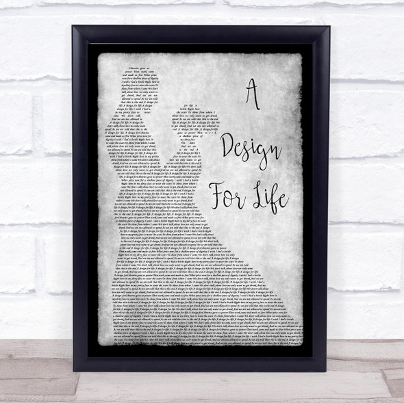 Manic Street Preachers A Design For Life Man Lady Dancing Grey Song Lyric Quote Print