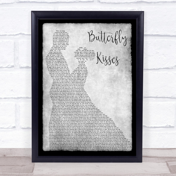 Bob Carlisle Butterfly Kisses Man Lady Dancing Grey Song Lyric Quote Print