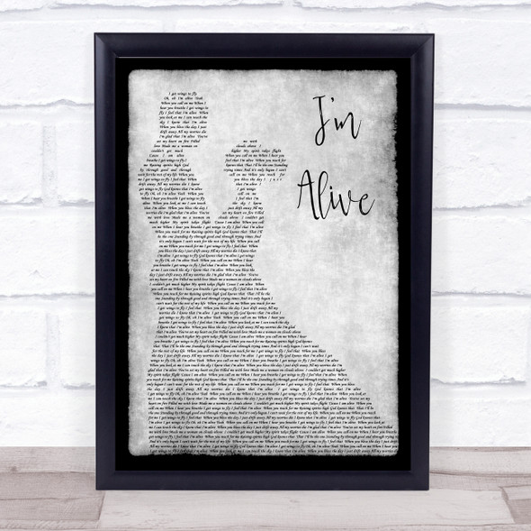 Celine Dion I'm Alive Grey Song Lyric Man Lady Dancing Quote Quote Print