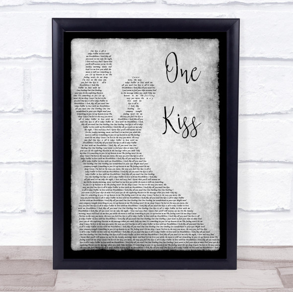 Calvin Harris & Dua Lipa One Kiss Grey Song Lyric Man Lady Dancing Quote Quote Print