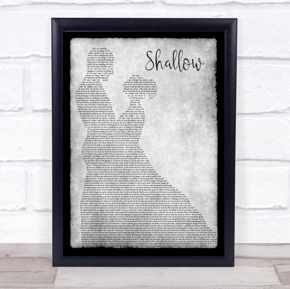 Lady Gaga & Bradley Cooper Shallow Man Lady Dancing Grey Song Lyric Quote Print