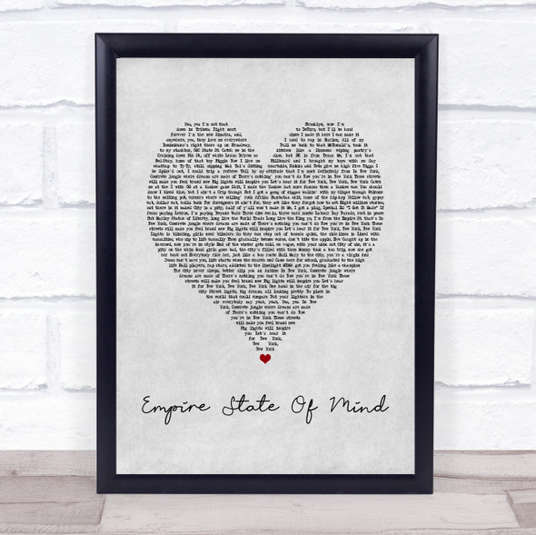 Alicia Keys Empire State Of Mind Grey Heart Song Lyric Quote Print