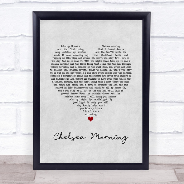 Joni Mitchell Chelsea Morning Grey Heart Song Lyric Quote Print