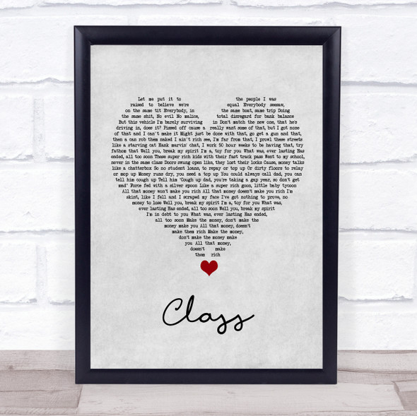 Class The LaFontaines Grey Heart Song Lyric Quote Print