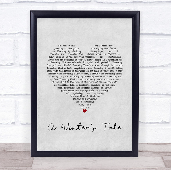 Queen A Winter's Tale Grey Heart Song Lyric Quote Print