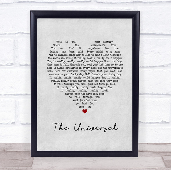 Blur The Universal Grey Heart Song Lyric Quote Print