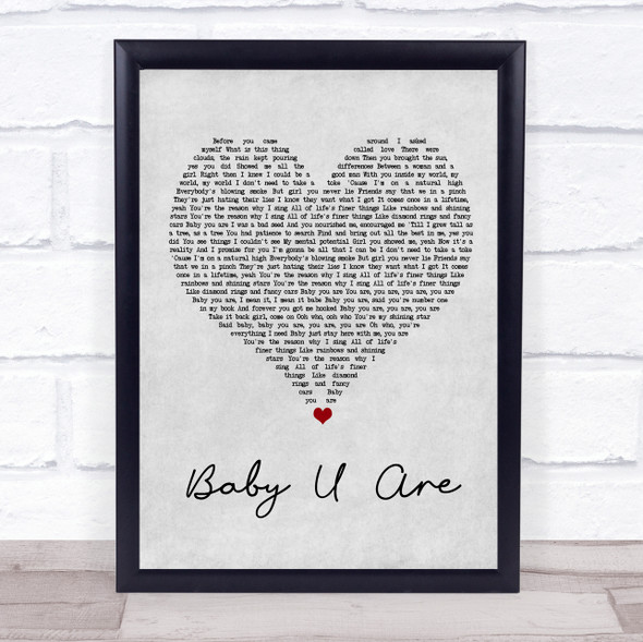 Gerald Levert Baby U Are Grey Heart Song Lyric Quote Print