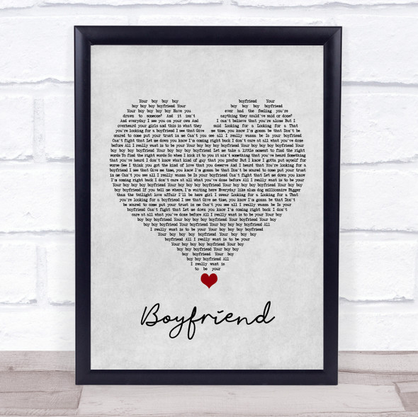 Big Time Rush Boyfriend Grey Heart Song Lyric Quote Print