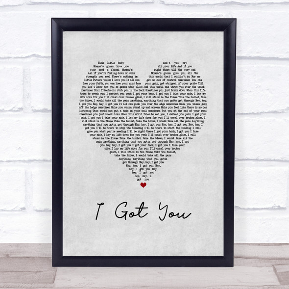 Ciara I Got You Grey Heart Song Lyric Quote Print