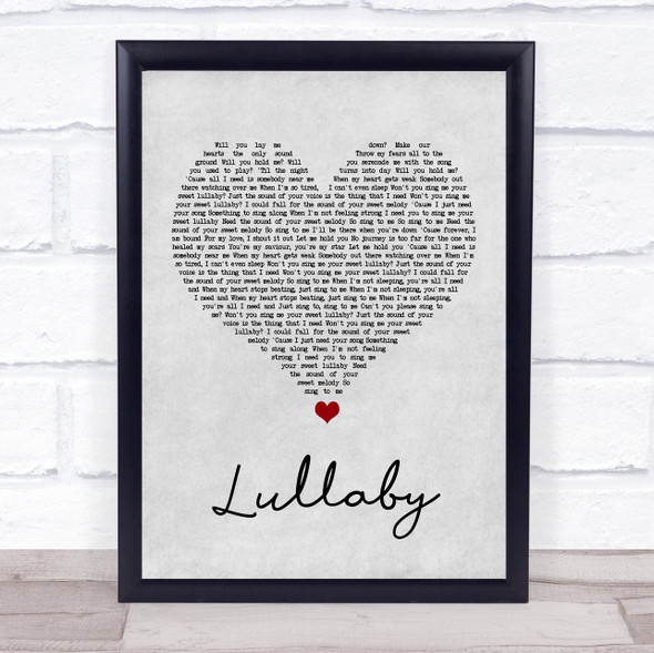 Sigala & Paloma Faith Lullaby Grey Heart Song Lyric Quote Print