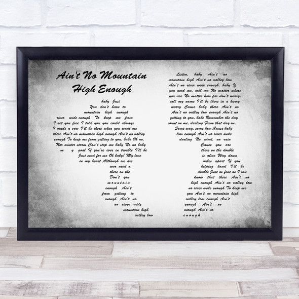 Marvin Gaye Ain't No Mountain High Enough Man Lady Couple Grey Song Lyric Quote Print