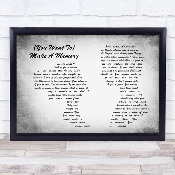 Bon Jovi (You Want To) Make A Memory Man Lady Couple Grey Song Lyric Quote Quote Print
