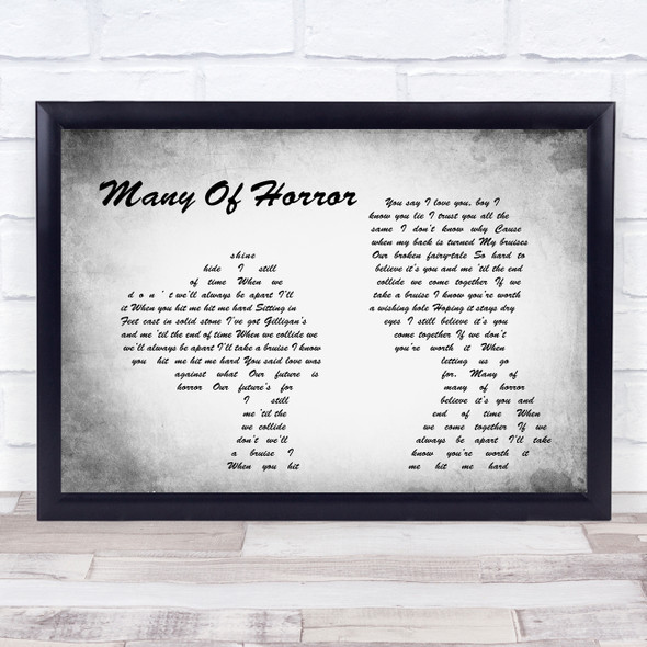Biffy Clyro Many Of Horror (When We Collide) Man Lady Couple Grey Song Quote Print