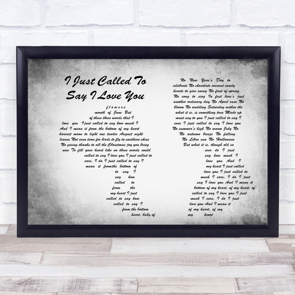 Stevie Wonder I Just Called To Say I Love You Man Lady Couple Grey Song Quote Print
