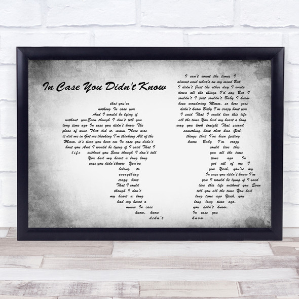 Brett Young In Case You Didn't Know Man Lady Couple Grey Song Lyric Quote Quote Print