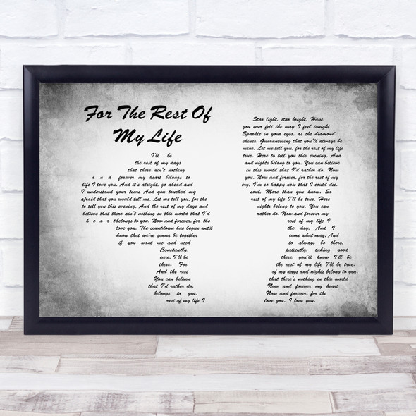 Brian McKnight For The Rest Of My Life Man Lady Couple Grey Song Lyric Quote Print