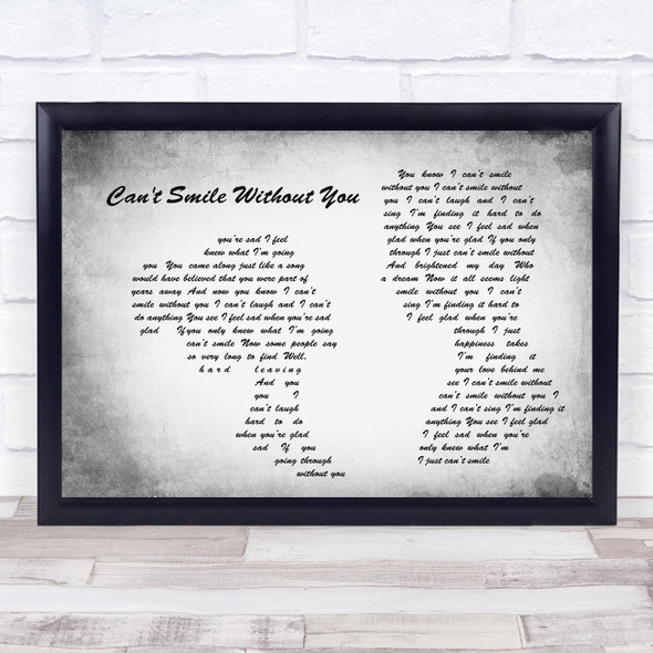 Barry Manilow Can't Smile Without You Man Lady Couple Grey Song Lyric Quote Print
