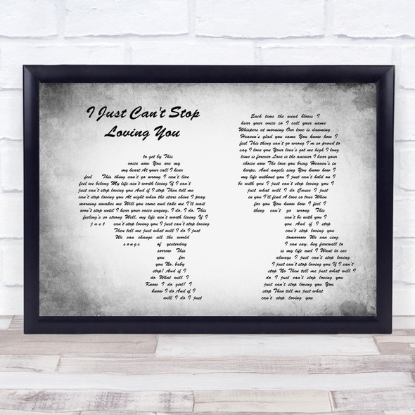 Michael Jackson I Just Can't Stop Loving You Man Lady Couple Grey Song Quote Print