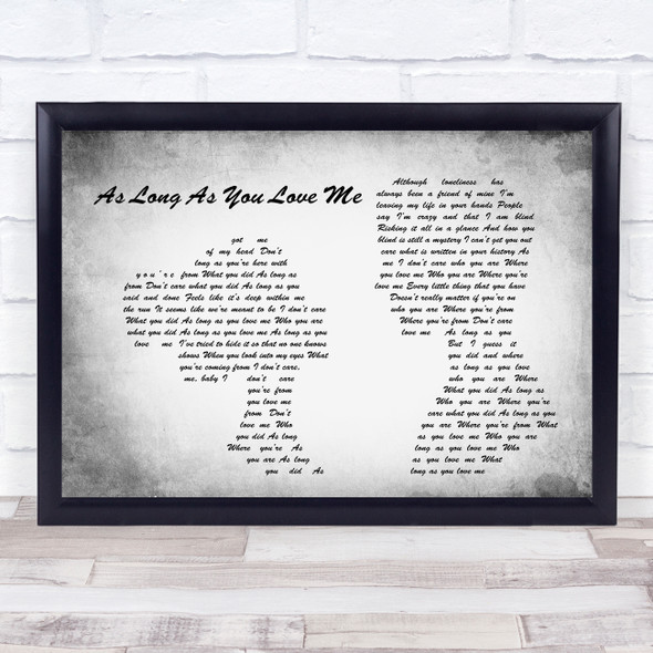 Backstreet Boys As Long As You Love Me Man Lady Couple Grey Song Lyric Quote Print