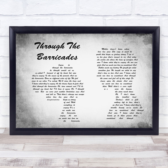 Spandau Ballet Through The Barricades Man Lady Couple Grey Song Lyric Quote Print