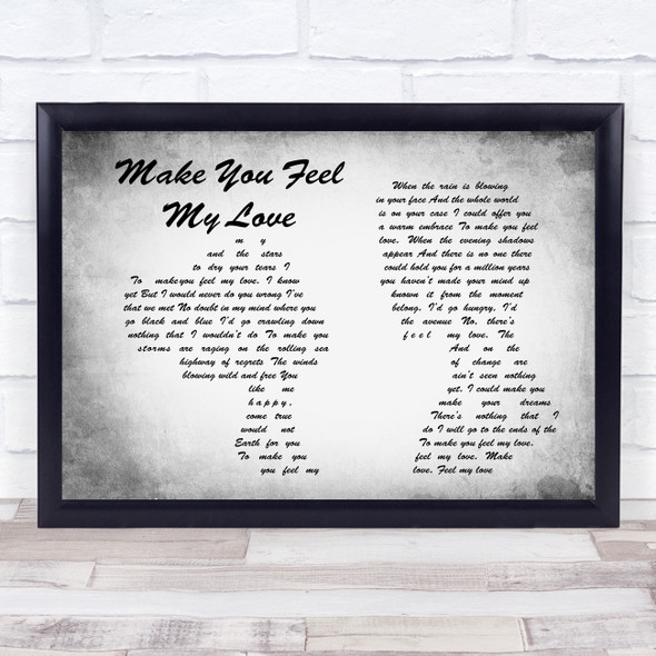 Straight No Chaser Make You Feel My Love Man Lady Couple Grey Song Lyric Quote Print