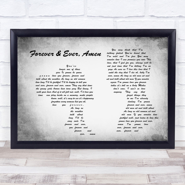 Randy Travis Forever & Ever, Amen Man Lady Couple Grey Song Lyric Quote Quote Print