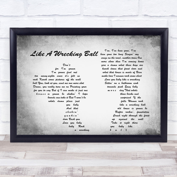 Eric Church Like A Wrecking Ball Man Lady Couple Grey Song Lyric Quote Quote Print