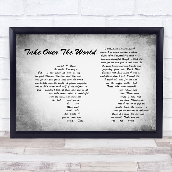 The Courteeners - Take Over The World Man Lady Couple Grey Song Lyric Quote Print